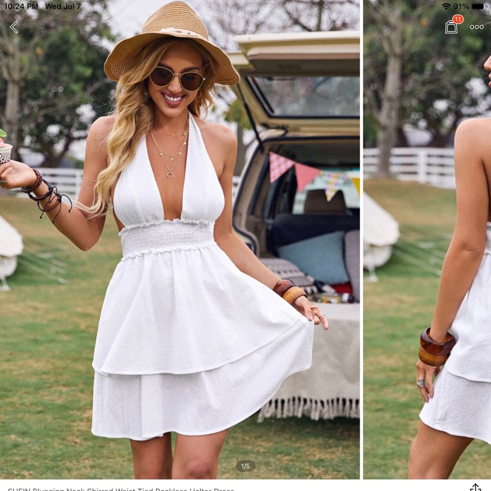 White halter dress